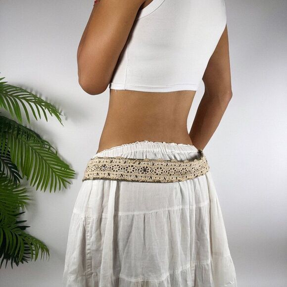 Vintage Y2K Green Crochet Lace Cottagecore Fairy Grunge Shabby Chic Belt / 13 - Picture 2 of 7